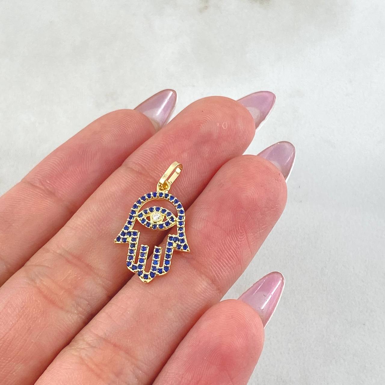 Dije Mano Hamsa 1.1gr / 2.3cm / Oro Amarillo 18K *