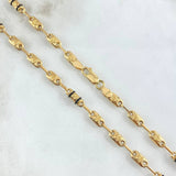 Cadena Rustica Barril Corona RX 10.9gr / 60cm / 4.3mm Cauchos Negros Oro Amarillo 18K