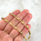 Cadena Rustica Barril Corona RX 10.9gr / 60cm / 4.3mm Cauchos Negros Oro Amarillo 18K