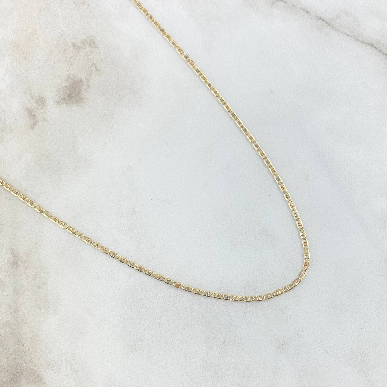 Cadena Escalera Plana Diamantada 1.6gr / 50cm / 1.3mm Tres Oros +3 18K *