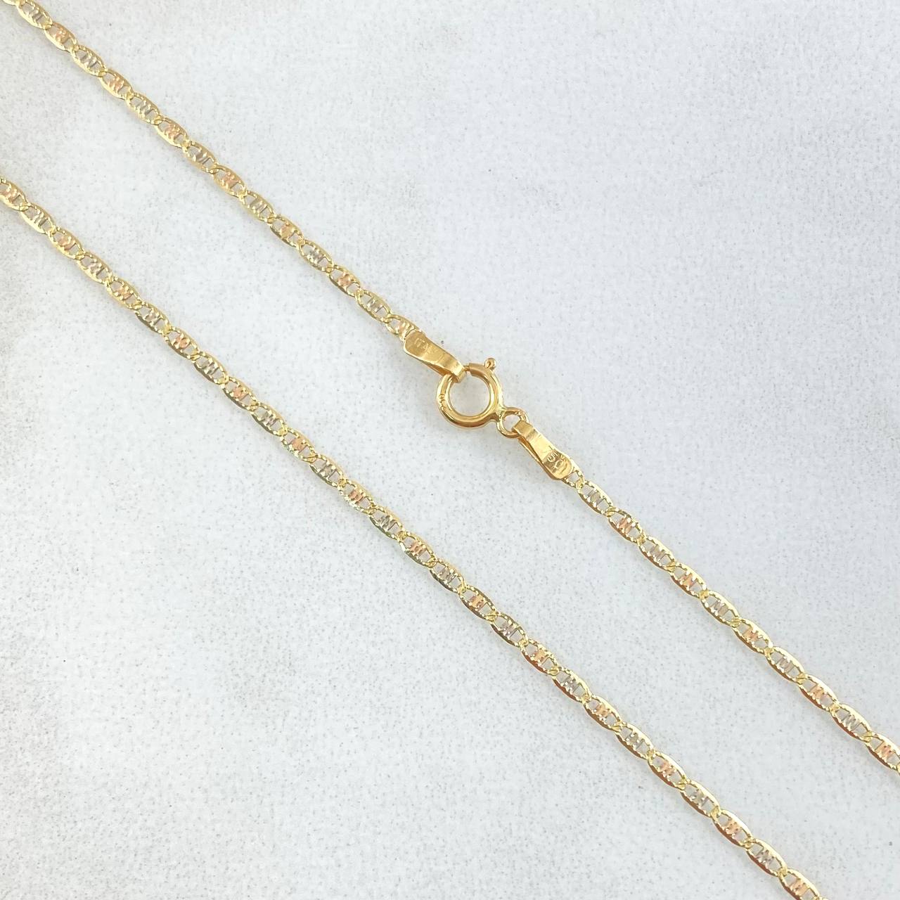 Cadena Escalera Plana Diamantada 1.6gr / 50cm / 1.3mm Tres Oros +3 18K *