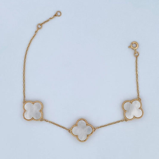 Pulso Trebol 6.2gr / 17cm-19.5cm / Nac. Esp Oro 18K &