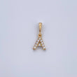 Dije Letra A 0.55gr / 1.5cm / Circones Blancos Oro Amarillo 18K &