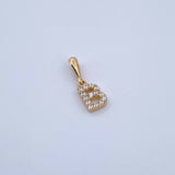 Dije Letra B 0.65gr / 1.5cm / Circones Blancos Oro Amarillo 18K &