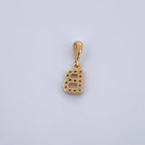 Dije Letra B 0.65gr / 1.5cm / Circones Blancos Oro Amarillo 18K &