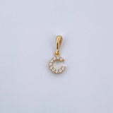 Dije Letra C 0.5gr / 1.5cm / Circones Blancos Oro Amarillo 18K &