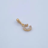 Dije Letra C 0.5gr / 1.5cm / Circones Blancos Oro Amarillo 18K &