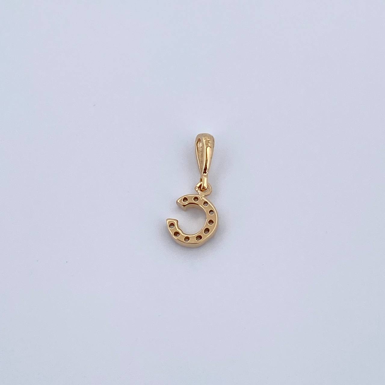Dije Letra C 0.5gr / 1.5cm / Circones Blancos Oro Amarillo 18K &