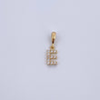 Dije Letra E 0.55gr / 1.5cm / Circones Blancos Oro Amarillo 18K &