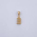 Dije Letra E 0.55gr / 1.5cm / Circones Blancos Oro Amarillo 18K &