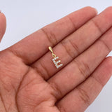 Dije Letra E 0.55gr / 1.5cm / Circones Blancos Oro Amarillo 18K &