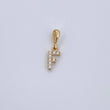 Dije Letra F 0.5gr / 1.5cm / Circones Blancos Oro Amarillo 18K &