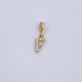 Dije Letra F 0.5gr / 1.5cm / Circones Blancos Oro Amarillo 18K &