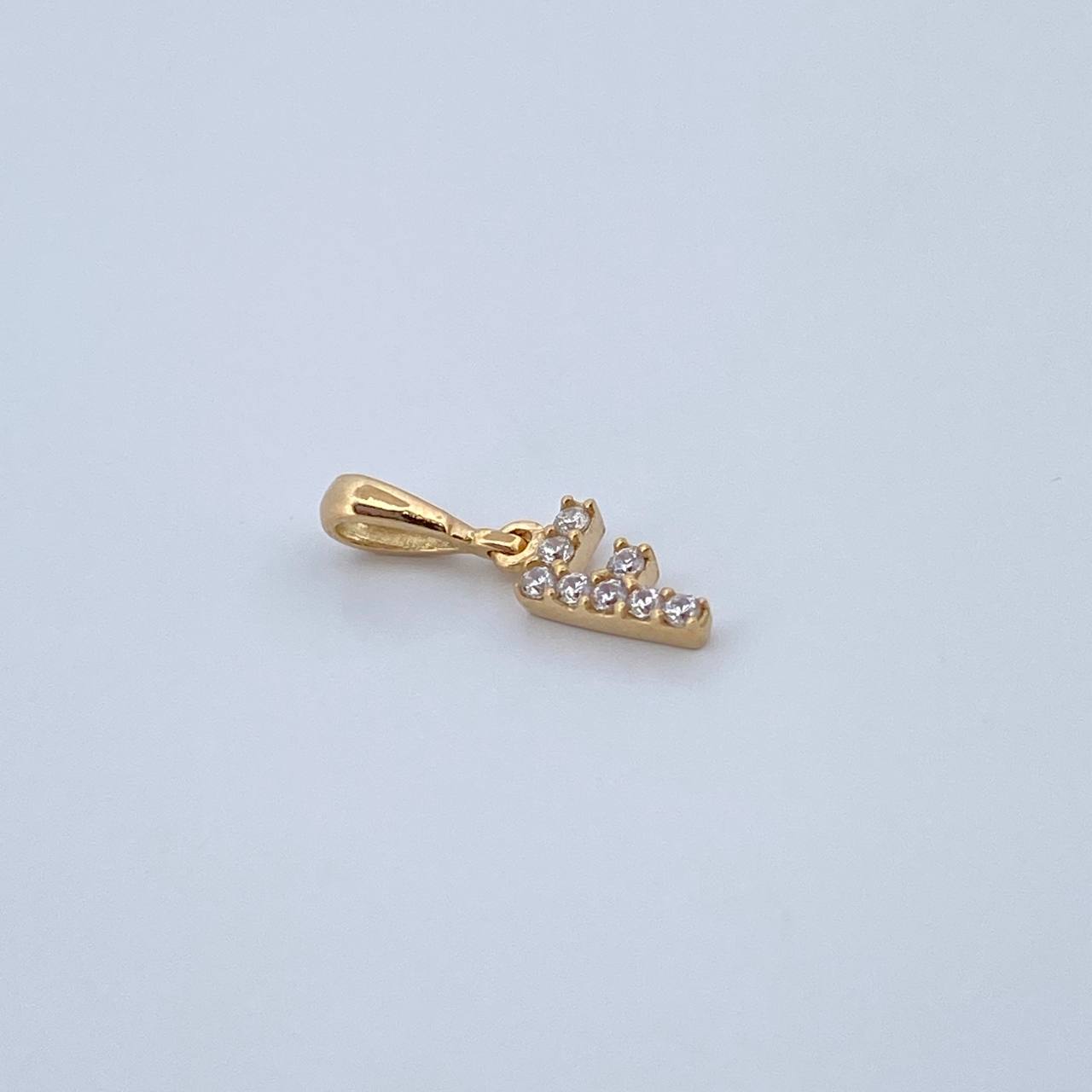 Dije Letra F 0.45gr / 1.5cm / Circones Blancos Oro Amarillo 18K &