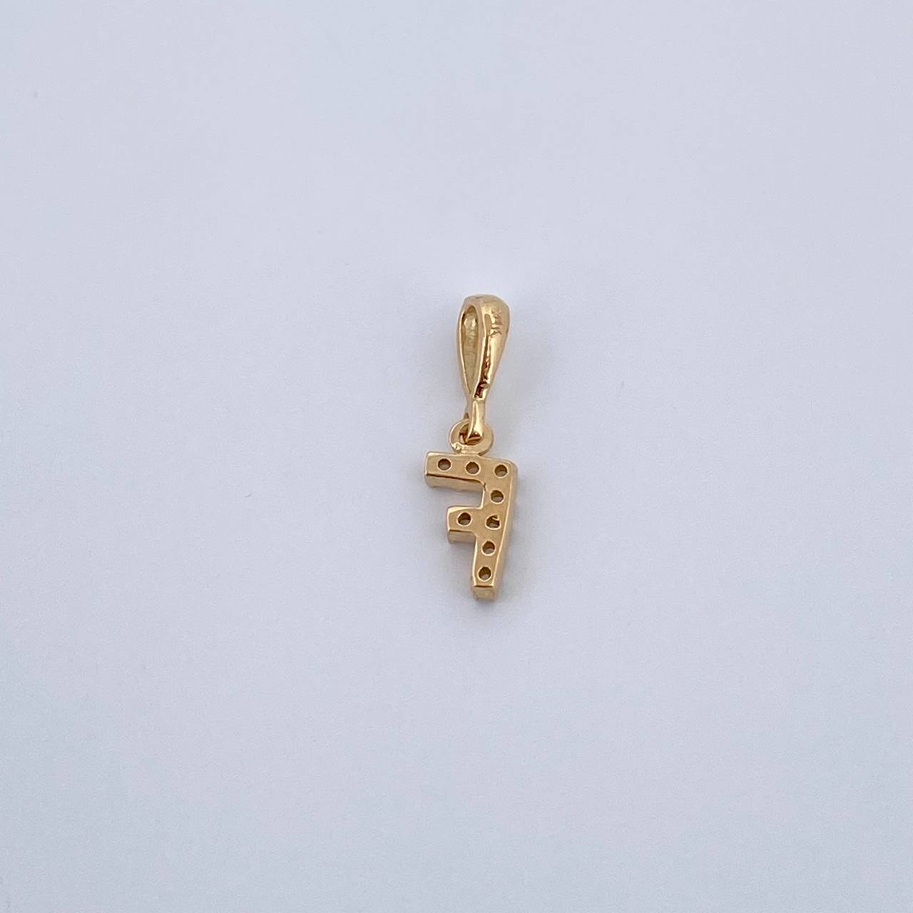Dije Letra F 0.45gr / 1.5cm / Circones Blancos Oro Amarillo 18K &