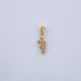 Dije Letra F 0.5gr / 1.5cm / Circones Blancos Oro Amarillo 18K &