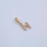 Dije Letra H 0.6gr / 1.5cm / Circones Blancos Oro Amarillo 18K &