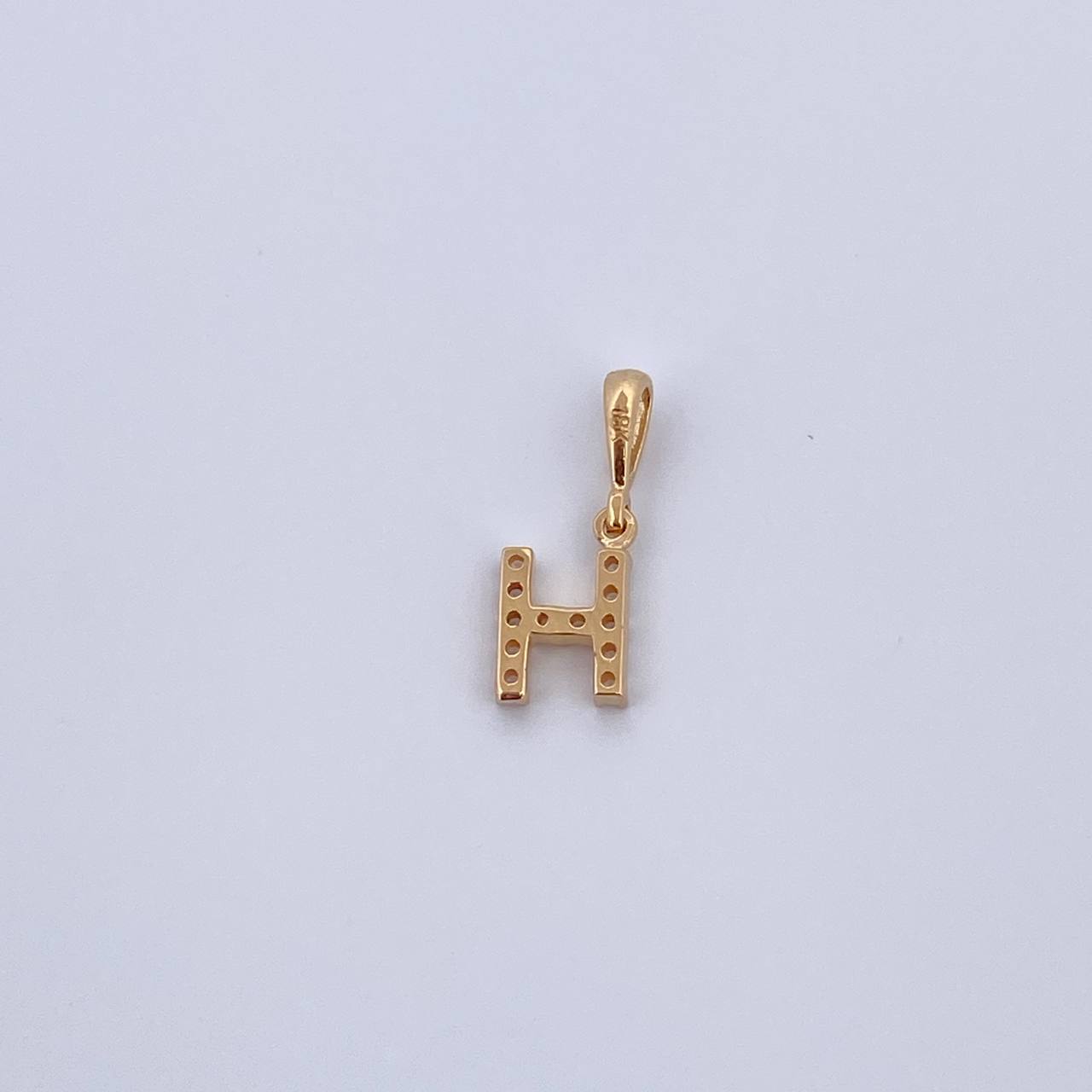 Dije Letra H 0.6gr / 1.5cm / Circones Blancos Oro Amarillo 18K &