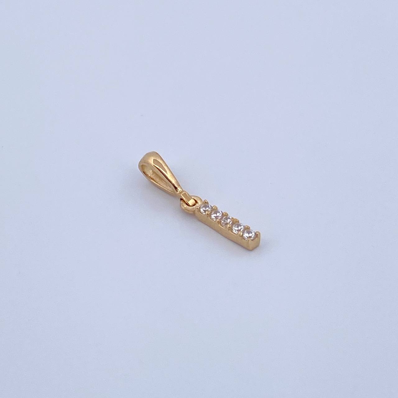 Dije Letra I 0.4gr / 1.5cm / Circones Blancos Oro Amarillo 18K &