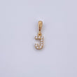 Dije Letra J 0.5gr / 1.5cm / Circones Blancos Oro Amarillo 18K &