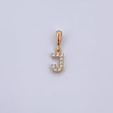 Dije Letra J 0.45gr / 1.5cm / Circones Blancos Oro Amarillo 18K &