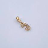 Dije Letra J 0.45gr / 1.5cm / Circones Blancos Oro Amarillo 18K &