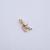 Dije Letra K 0.6gr / 1.5cm / Circones Blancos Oro Amarillo 18K &
