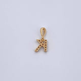 Dije Letra K 0.6gr / 1.5cm / Circones Blancos Oro Amarillo 18K &