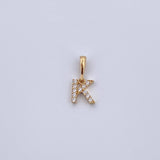 Dije Letra K 0.6gr / 1.5cm / Circones Blancos Oro Amarillo 18K &