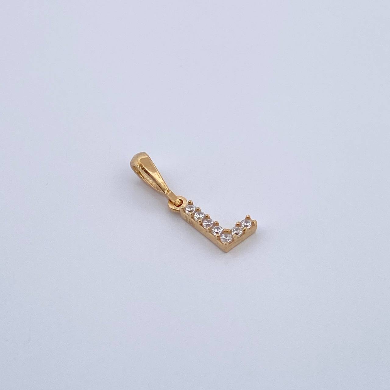 Dije Letra L 0.45gr / 1.5cm / Circones Blancos Oro Amarillo 18K &