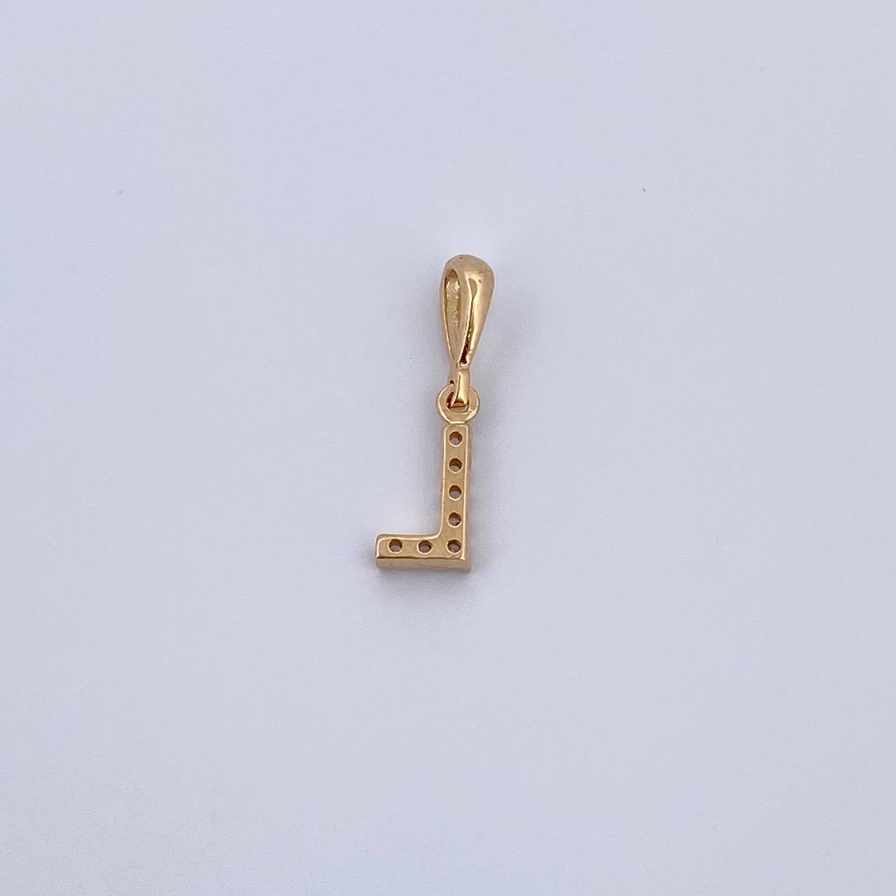 Dije Letra L 0.45gr / 1.5cm / Circones Blancos Oro Amarillo 18K &