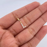 Dije Letra L 0.45gr / 1.5cm / Circones Blancos Oro Amarillo 18K &
