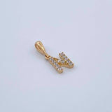 Dije Letra N 0.7gr / 1.5cm / Circones Blancos Oro Amarillo 18K &