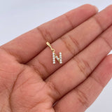 Dije Letra N 0.7gr / 1.5cm / Circones Blancos Oro Amarillo 18K &