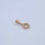 Dije Letra O 0.65gr / 1.5cm / Circones Blancos Oro Amarillo 18K &