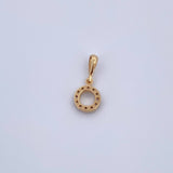 Dije Letra O 0.65gr / 1.5cm / Circones Blancos Oro Amarillo 18K &