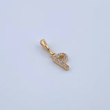 Dije Letra P 0.5gr / 1.5cm / Circones Blancos Oro Amarillo 18K &