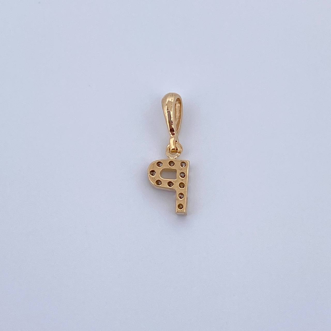 Dije Letra P 0.5gr / 1.5cm / Circones Blancos Oro Amarillo 18K &