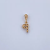 Dije Letra P 0.5gr / 1.5cm / Circones Blancos Oro Amarillo 18K &
