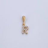 Dije Letra R 0.6gr / 1.5cm / Circones Blancos Oro Amarillo 18K &