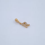 Dije Letra R 0.6gr / 1.5cm / Circones Blancos Oro Amarillo 18K &