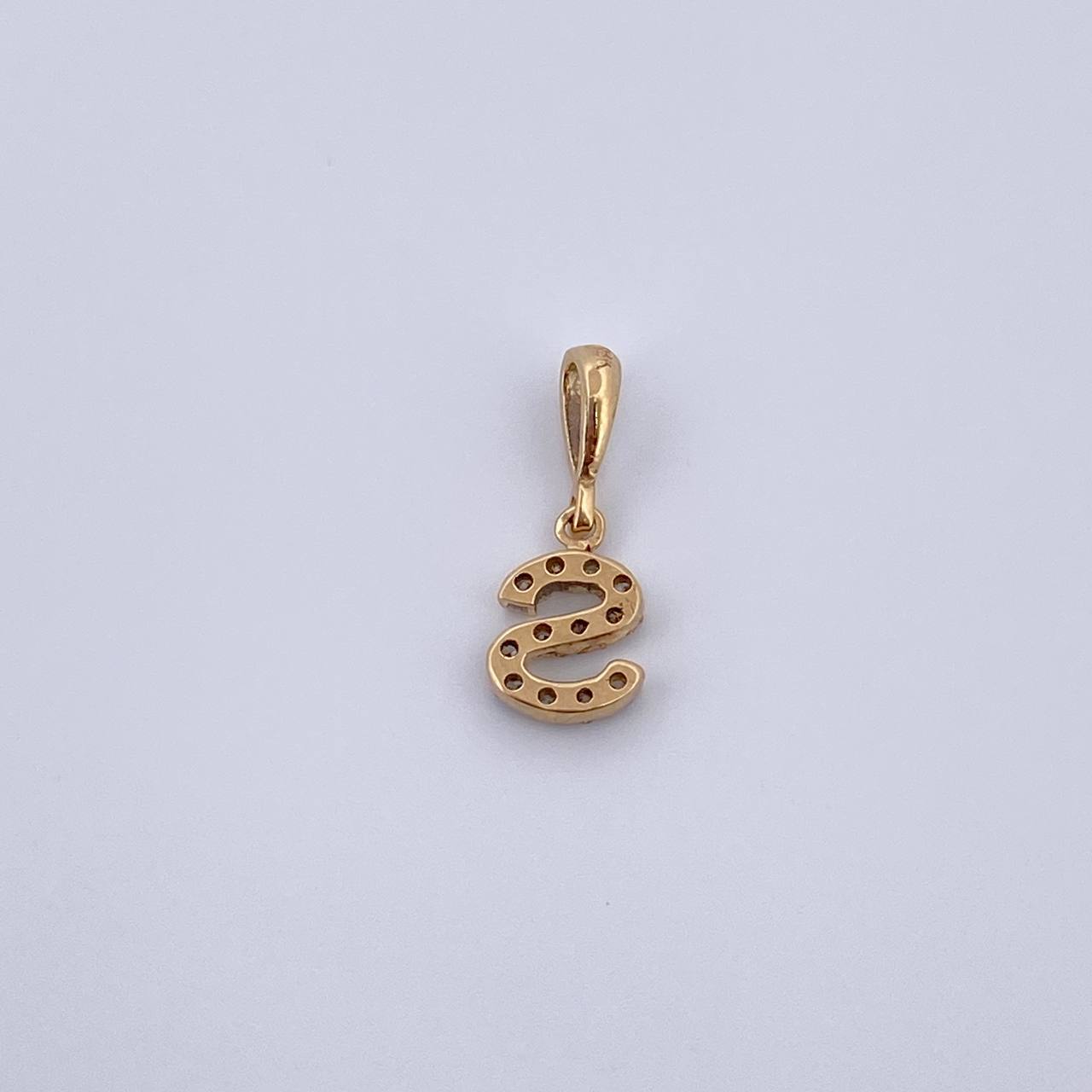 Dije Letra S 0.6gr / 1.5cm / Circones Blancos Oro Amarillo 18K &