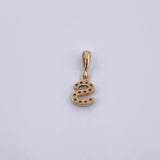 Dije Letra S 0.6gr / 1.5cm / Circones Blancos Oro Amarillo 18K &