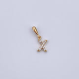 Dije Letra X 0.5gr / 1.5cm / Circones Blancos Oro Amarillo 18K &