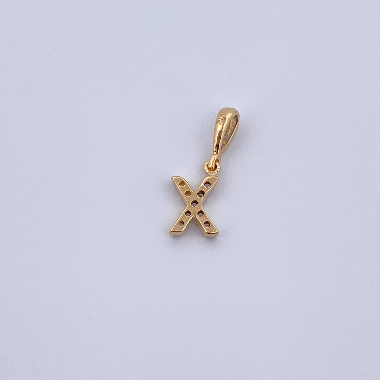 Dije Letra X 0.5gr / 1.5cm / Circones Blancos Oro Amarillo 18K &