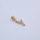 Dije Letra Y 0.4gr / 1.5cm / Circones Blancos Oro Amarillo 18K &