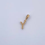 Dije Letra Y 0.4gr / 1.5cm / Circones Blancos Oro Amarillo 18K &