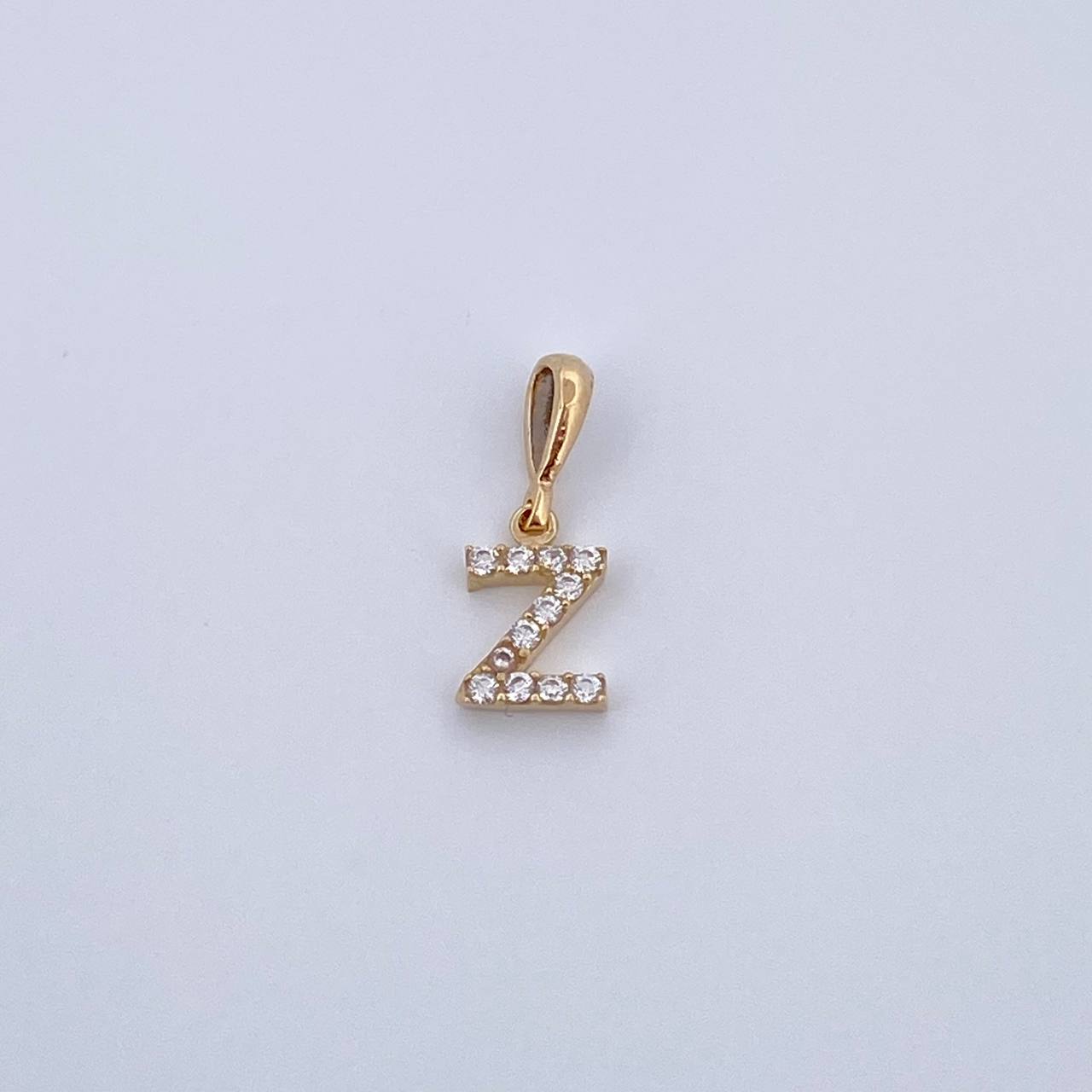 Dije Letra Z 0.55gr / 1.5cm / Circones Blancos Oro Amarillo 18K &