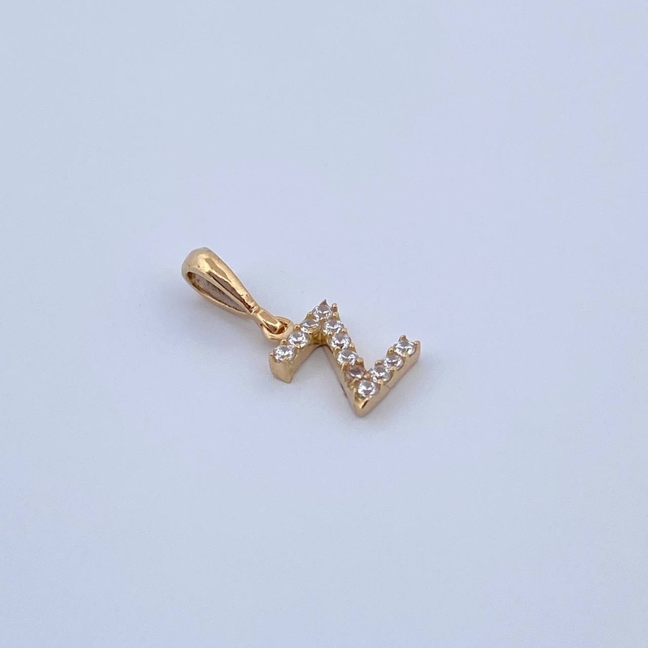 Dije Letra Z 0.55gr / 1.5cm / Circones Blancos Oro Amarillo 18K &