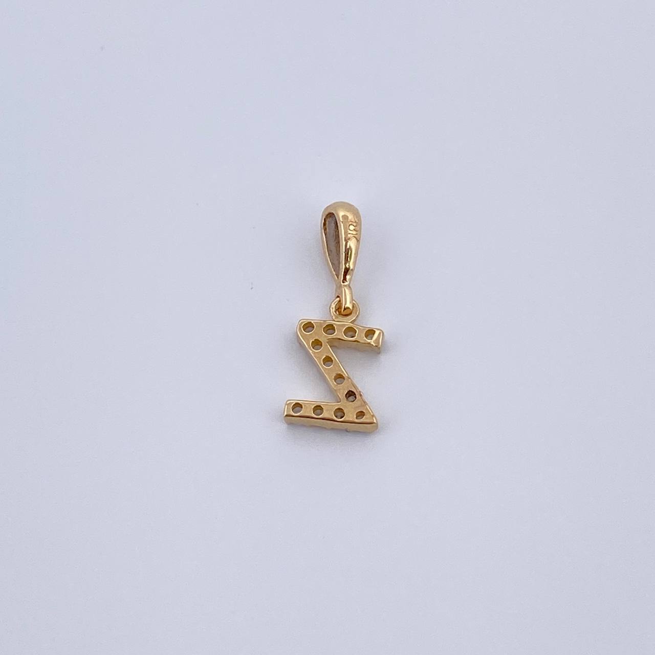 Dije Letra Z 0.55gr / 1.5cm / Circones Blancos Oro Amarillo 18K &